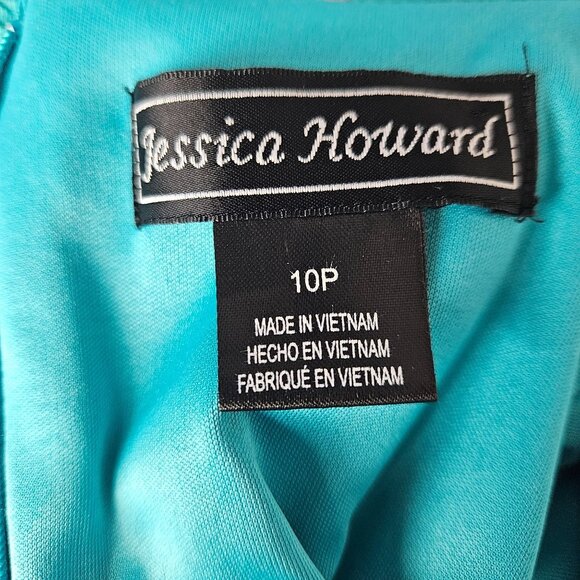 Jessica Howard Fit & Flare Floral Dress Size10P Turquoise Vibrant Casual Work - Picture 11 of 14